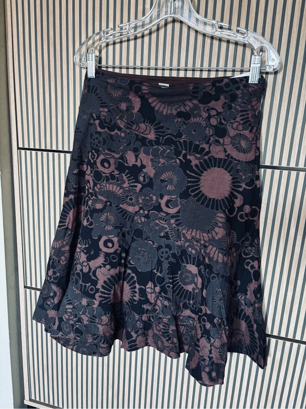 Odille  by Anthropologie Y2k Black and Brown Floral A-Line Skirt